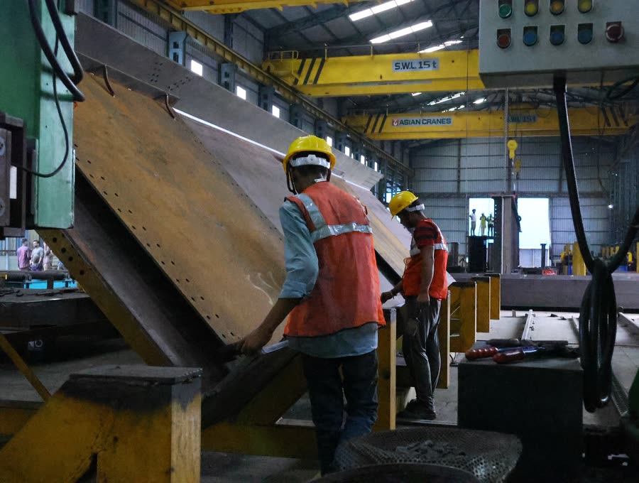 Crew on a completed girder