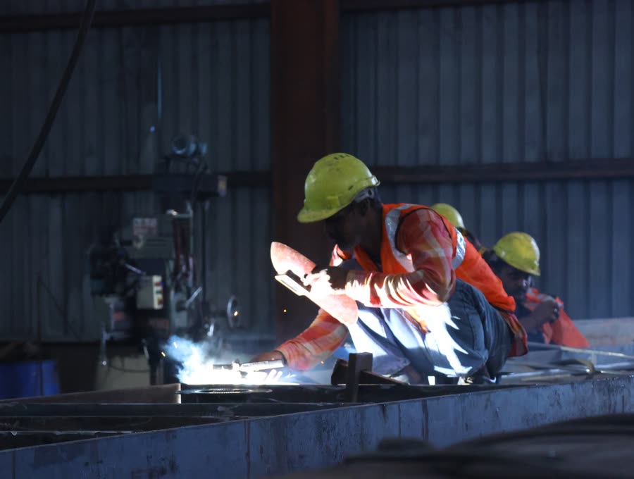 Drilling a web plate